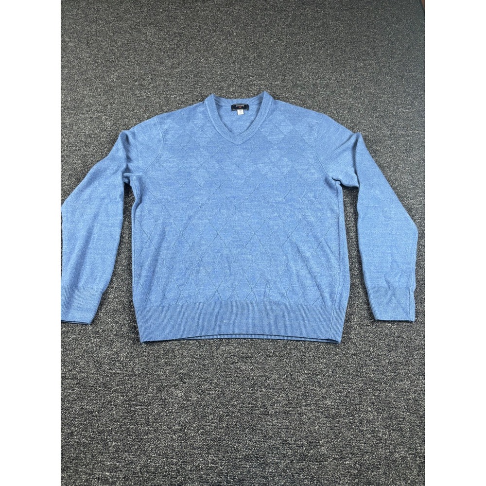 Dockers‎ Mens V-Neck Sweater Blue Argyle Diamond Knit Pullover Acrylic Size M